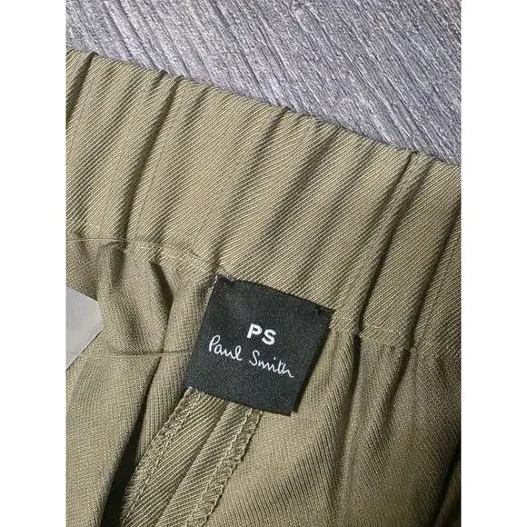 NWT PS Paul Smith Olive Green Lyocell Cropped Pull On Cargo Pants MSRP $295 - Picture 4 of 7